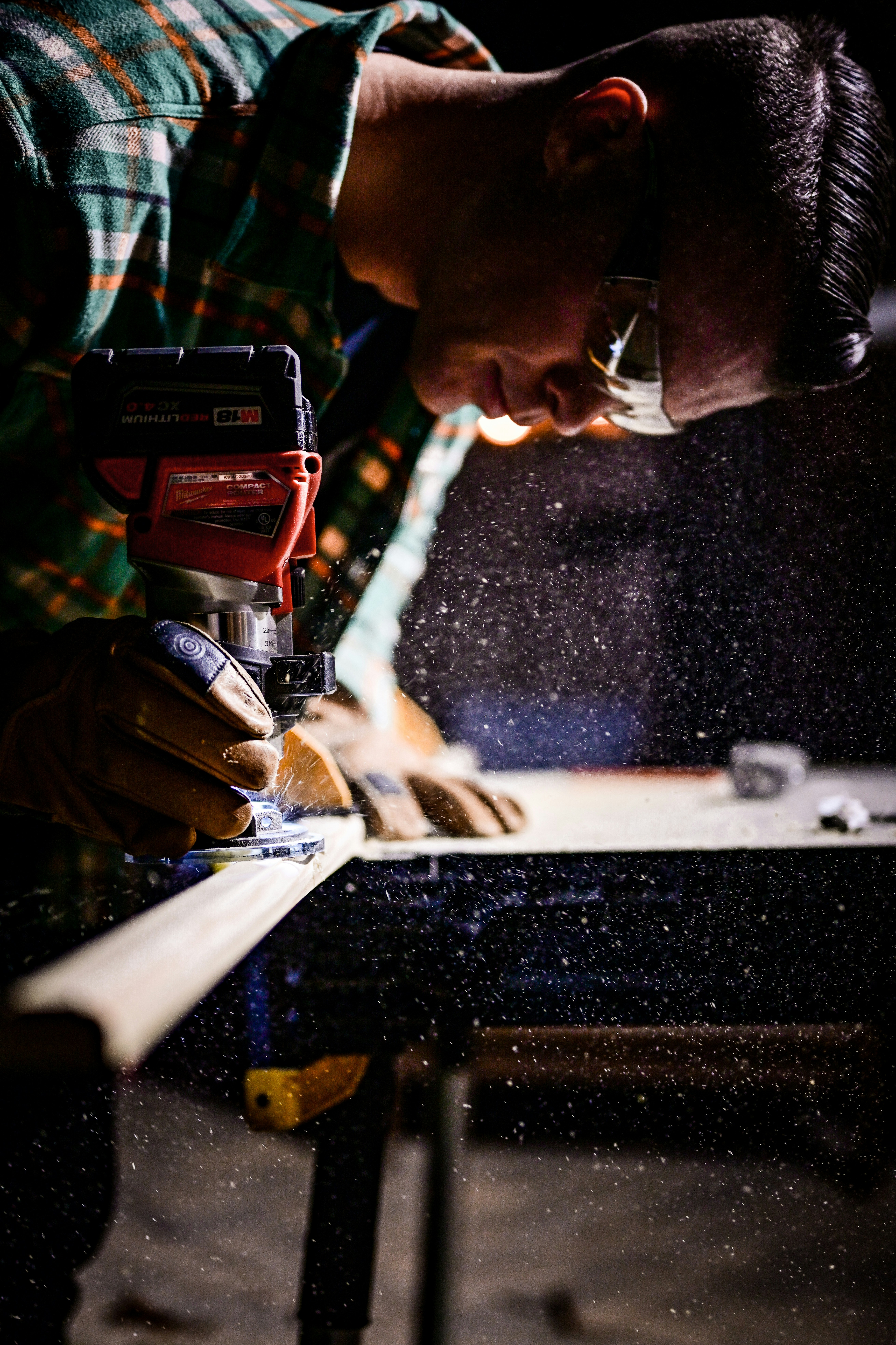 Carpenter working on custom trim